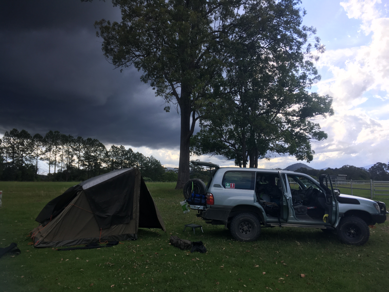 Get that tent up and that flysheet on before the rain hits!